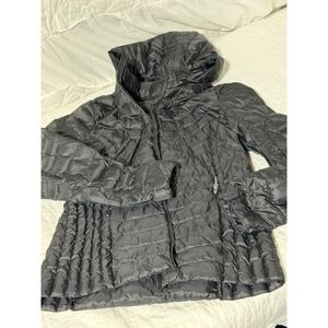 HEAT Quilted Puffer Jacket Black Hooded Full Zip Lightweight Womens S fair